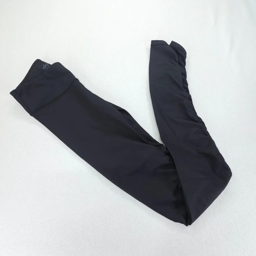 Alo Yoga Leggings Womens XS Black Goddess Over Heel Yoga Pants Athletic Stretch